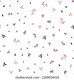 Dark Pink, Yellow vector seamless elegant wallpaper with leaves. Sketchy doodles with leaves on blurred background. Design for textile, fabric, wallpapers.