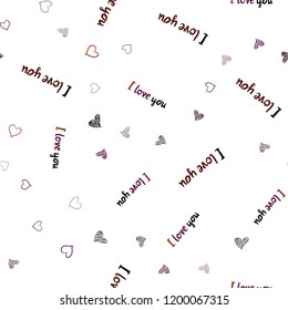 Dark Pink, Yellow vector seamless template with doodle hearts. Decorative shining illustration with hearts on abstract template. Pattern can be used for valentine's ad, booklets.