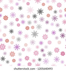 Dark Pink, Yellow vector seamless cover with beautiful snowflakes. Decorative shining illustration with snow on abstract template. Pattern for design of window blinds, curtains.