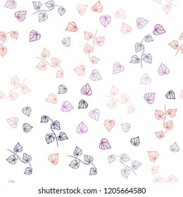 Dark Pink, Yellow vector seamless doodle texture with leaves. Glitter abstract illustration with doodles and leaves. Pattern for design of window blinds, curtains.