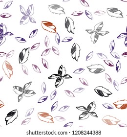 Dark Pink, Yellow vector seamless natural background with leaves. leaves on blurred abstract background with gradient. Pattern for trendy fabric, wallpapers.