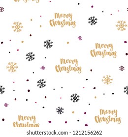 Dark Pink, Yellow vector seamless layout with bright snowflakes. Glitter abstract illustration with crystals of ice. Pattern for design of fabric, wallpapers.