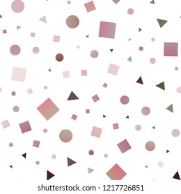Dark Pink, Yellow vector seamless backdrop with lines, circles, rhombus. Illustration with colorful circles, triangles, rectangles. Pattern for trendy fabric, wallpapers.