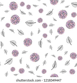 Dark Pink, Yellow vector seamless natural background with leaves, flowers. Design in Indian style on white background. Trendy design for wallpaper, fabric makers.