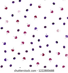 Dark Pink, Yellow vector seamless pattern with coffee beans, cups. Gradient illustration with set of mugs, beans. Pattern for menu of cafes and restaurants.