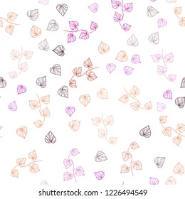 Dark Pink, Yellow vector seamless doodle texture with leaves. Doodle illustration of leaves in Origami style with gradient. Pattern for trendy fabric, wallpapers.