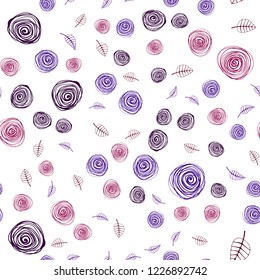 Dark Pink, Yellow vector seamless elegant pattern with leaves and flowers. Colorful illustration in doodle style with leaves, flowers. Design for wallpaper, fabric makers.