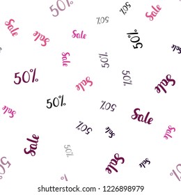 Dark Pink, Yellow vector seamless layout with discount of 50%. Illustration with signs of sales on abstract template. Design for business ads, commercials.