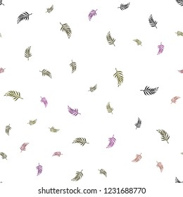 Dark Pink, Yellow vector seamless natural artwork with leaves. Decorative illustration with doodles on abstract template. Design for textile, fabric, wallpapers.