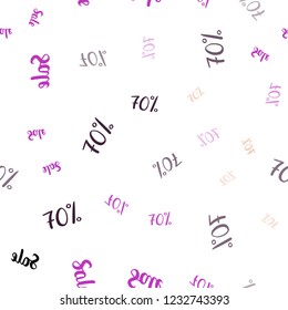 Dark Pink, Yellow vector seamless pattern with 70 percentage signs. Illustration with signs of sales on abstract template. Pattern for ads, posters, banners of sales.