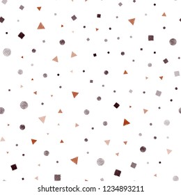 Dark Pink, Yellow vector seamless pattern with polygonal style with circles. Decorative design in abstract style with lines, dots, cubes. Template for business cards, websites.