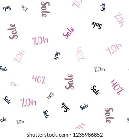 Dark Pink, Yellow vector seamless pattern with 40 percentage signs. Colorful set of  percentage signs in simple style. Backdrop for mega promotions, discounts.