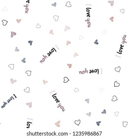 Dark Pink, Yellow vector seamless texture with lovely hearts. Decorative shining illustration with hearts on abstract template. Template for Valentine's greeting postcards.