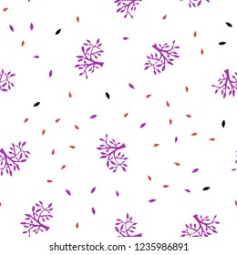 Dark Pink, Yellow vector seamless natural pattern with leaves, branches. An elegant bright illustration with leaves and branches. Design for textile, fabric, wallpapers.
