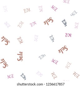 Dark Pink, Yellow vector seamless template with 30%, 40%, 50% selling. Colored words of sales with gradient on white background. Template for season sales, shopping ads.