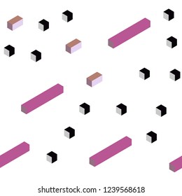 Dark Pink, Yellow vector seamless, isometric background with rectangles. Glitter abstract illustration with rectangular shapes. Pattern for design of fabric, wallpapers.
