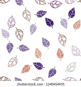 Dark Pink, Yellow vector seamless elegant pattern with leaves. Colorful abstract illustration with leaves in doodle style. Template for business cards, websites.