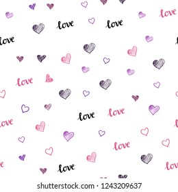 Dark Pink, Yellow vector seamless template with text LOVE YOU, hearts. Illustration with phrase LOVE YOU, hearts for valentine's day. Design for wallpaper, fabric makers.