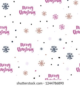 Dark Pink, Yellow vector seamless cover with beautiful snowflakes. Shining colorful illustration with snow in christmas style. Pattern for design of window blinds, curtains.