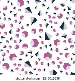 Dark Pink, Yellow vector seamless, isometric layout with rectangles, triangles. Lines, rhombus with colorful gradient. Template for business cards, websites.