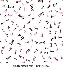 Dark Pink, Yellow vector seamless pattern with phrase LOVE YOU. Illustration with colorful phrase LOVE YOU in romantic style. Design for wallpaper, fabric makers.