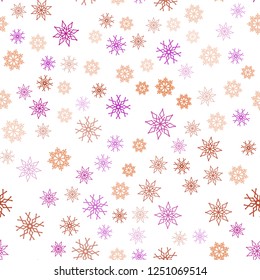Dark Pink, Yellow vector seamless layout with bright snowflakes. Shining colored illustration with snow in christmas style. Pattern for trendy fabric, wallpapers.