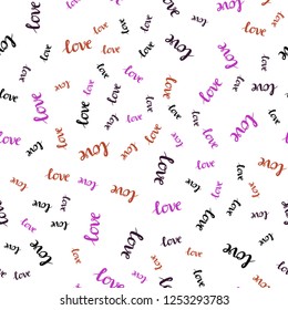 Dark Pink, Yellow vector seamless cover with quote LOVE YOU. Colorful illustration with quote LOVE YOU in celebration style. Design for textile, fabric, wallpapers.