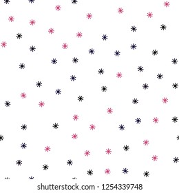 Dark Pink, Yellow vector seamless pattern with christmas snowflakes. Shining colorful illustration with snow on abstract template. Pattern for design of fabric, wallpapers.