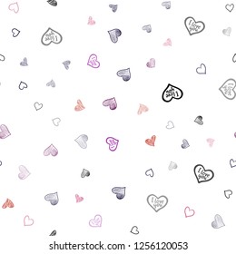 Dark Pink, Yellow vector seamless layout with sweet hearts. Decorative shining illustration with hearts on abstract template. Pattern can be used for valentine's ad, booklets.