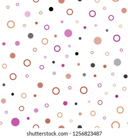 Dark Pink, Yellow vector seamless template with circles. Blurred bubbles on abstract background with colorful gradient. Template for business cards, websites.