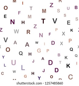 Dark Pink, Yellow vector seamless background with signs of alphabet. Abstract illustration with colored latin alphabet. Design for textile, fabric, wallpapers.