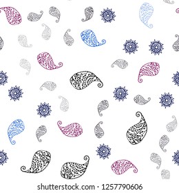Dark Pink, Yellow vector seamless doodle pattern with leaves and flowers. Modern abstract illustration with leaves and flowers. Design for textile, fabric, wallpapers.