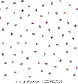 Dark Pink, Yellow vector seamless texture with colored snowflakes. Shining colorful illustration with snow on abstract template. Texture for window blinds, curtains.