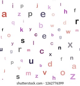 Dark Pink, Yellow vector seamless texture with ABC characters. Blurred design in simple style with signs of alphabet. Pattern for trendy fabric, wallpapers.