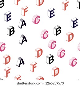 Dark Pink, Yellow vector seamless texture with 3D ABC characters. Colorful gradient design in 3D style with signs of alphabet. Design for wallpaper, fabric makers.