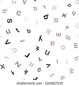 Dark Pink, Yellow vector seamless template with isolated letters. Abstract illustration with colored latin alphabet. Pattern for design of fabric, wallpapers.