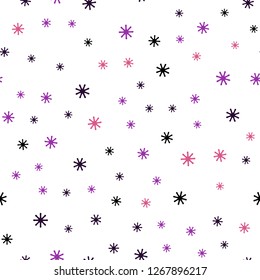 Dark Pink, Yellow vector seamless layout with bright snowflakes. Shining colorful illustration with snow on abstract template. Design for wallpaper, fabric makers.