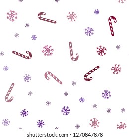 Dark Pink, Yellow vector seamless background with sweet xmas lollipops.
