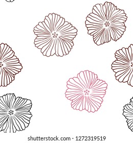 Dark Pink, Yellow vector seamless natural pattern with flowers. Colorful illustration in doodle style with flowers. Pattern for design of fabric, wallpapers.
