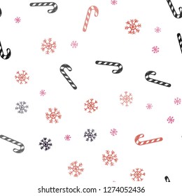Dark Pink, Yellow vector seamless background with sweet xmas lollipops.