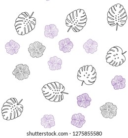 Dark Pink, Yellow vector seamless doodle texture with flowers, leaves. Shining colored illustration with leaves and flowers. Pattern for trendy fabric, wallpapers.