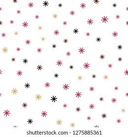 Dark Pink, Yellow vector seamless layout with bright snowflakes. Shining colorful illustration with snow on abstract template. Design for textile, fabric, wallpapers.