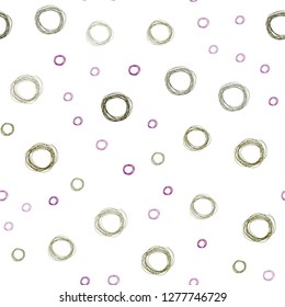 Dark Pink, Yellow vector seamless pattern with spheres. Glitter abstract illustration with blurred drops of rain. Completely new template for your brand book.