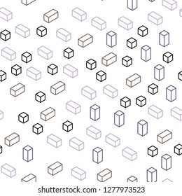 Dark Pink, Yellow vector seamless, isometric backdrop with rhombus. Decorative design in abstract style with rectangles. Texture for window blinds, curtains.