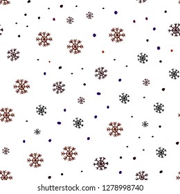 Dark Pink, Yellow vector seamless pattern with christmas snowflakes. Colorful snowflakes with gradient on abstract background. Pattern for design of fabric, wallpapers.