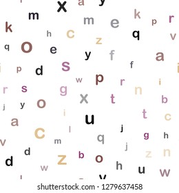 Dark Pink, Yellow vector seamless layout with latin alphabet. Shining colorful illustration with isolated letters. Design for textile, fabric, wallpapers.