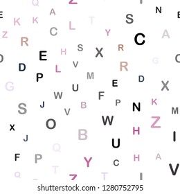 Dark Pink, Yellow vector seamless backdrop with english symbols. Modern geometrical illustration with ABC english symbols. Design for textile, fabric, wallpapers.