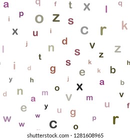 Dark Pink, Yellow vector seamless backdrop with english symbols. Colored alphabet signs with gradient on white background. Pattern for trendy fabric, wallpapers.