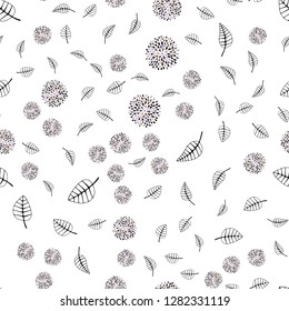 Dark Pink, Yellow vector seamless abstract pattern with leaves, flowers. Illustration with doodles on abstract template. Pattern for design of window blinds, curtains.