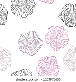 Dark Pink, Yellow vector seamless abstract design with flowers. Flowers with gradient on white background. Texture for window blinds, curtains.